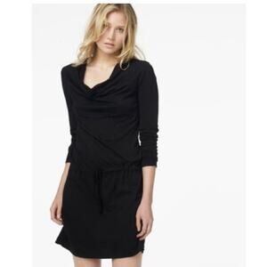James Perse Black Drop Waist Cowl Neck Mini Dress sz 0=XS